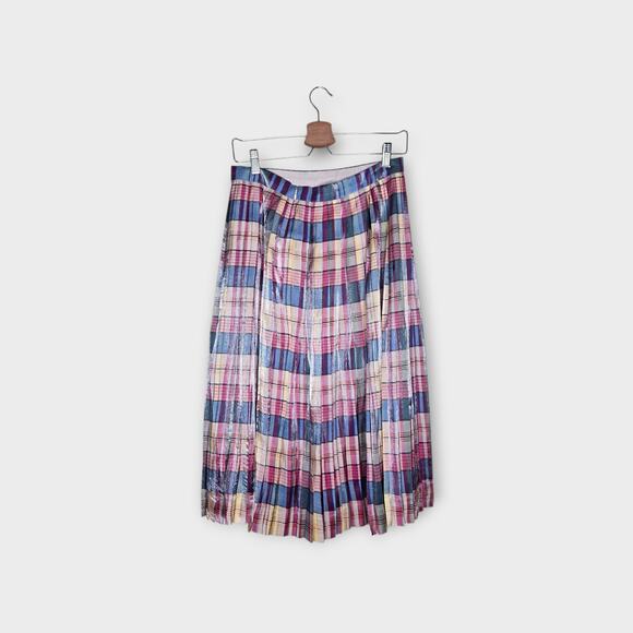 NEW J Crew Womens Pleated Midi Skirt Shimmering Plaid 6 Preppy Academia - Picture 9 of 10